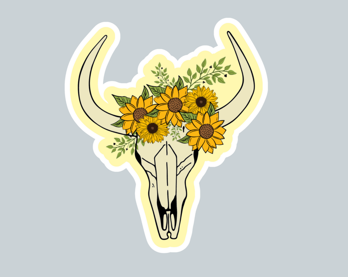 Sunflower Skull Sticker