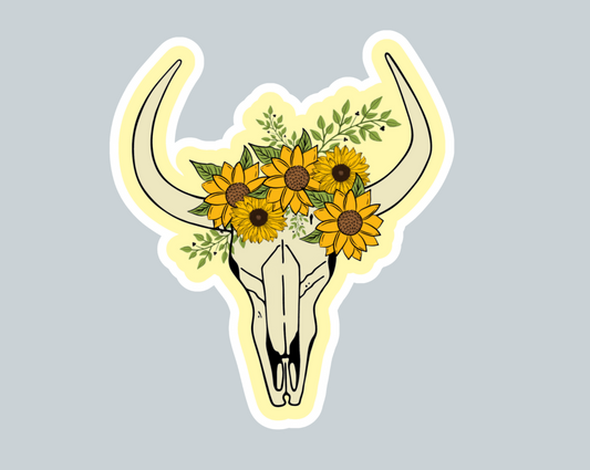 Sunflower Skull Sticker