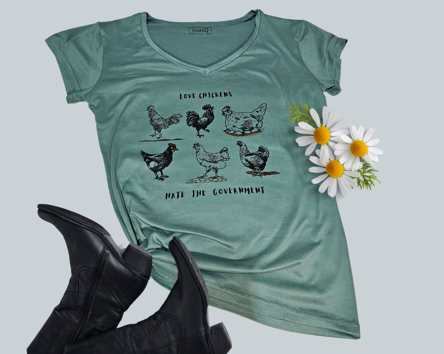 Farmlife love chickens t-shirt - Green