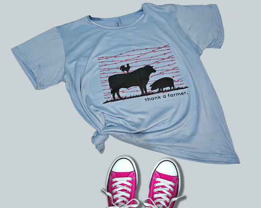 Farmlife thank a farmer t-shirt - blue
