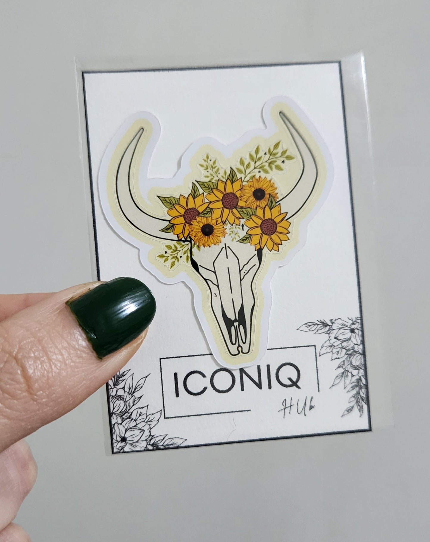 Sunflower Skull Sticker