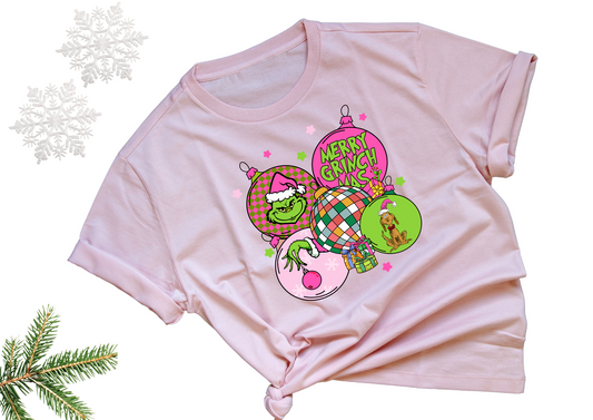 Merry Grinchmas Pink T-Shirt