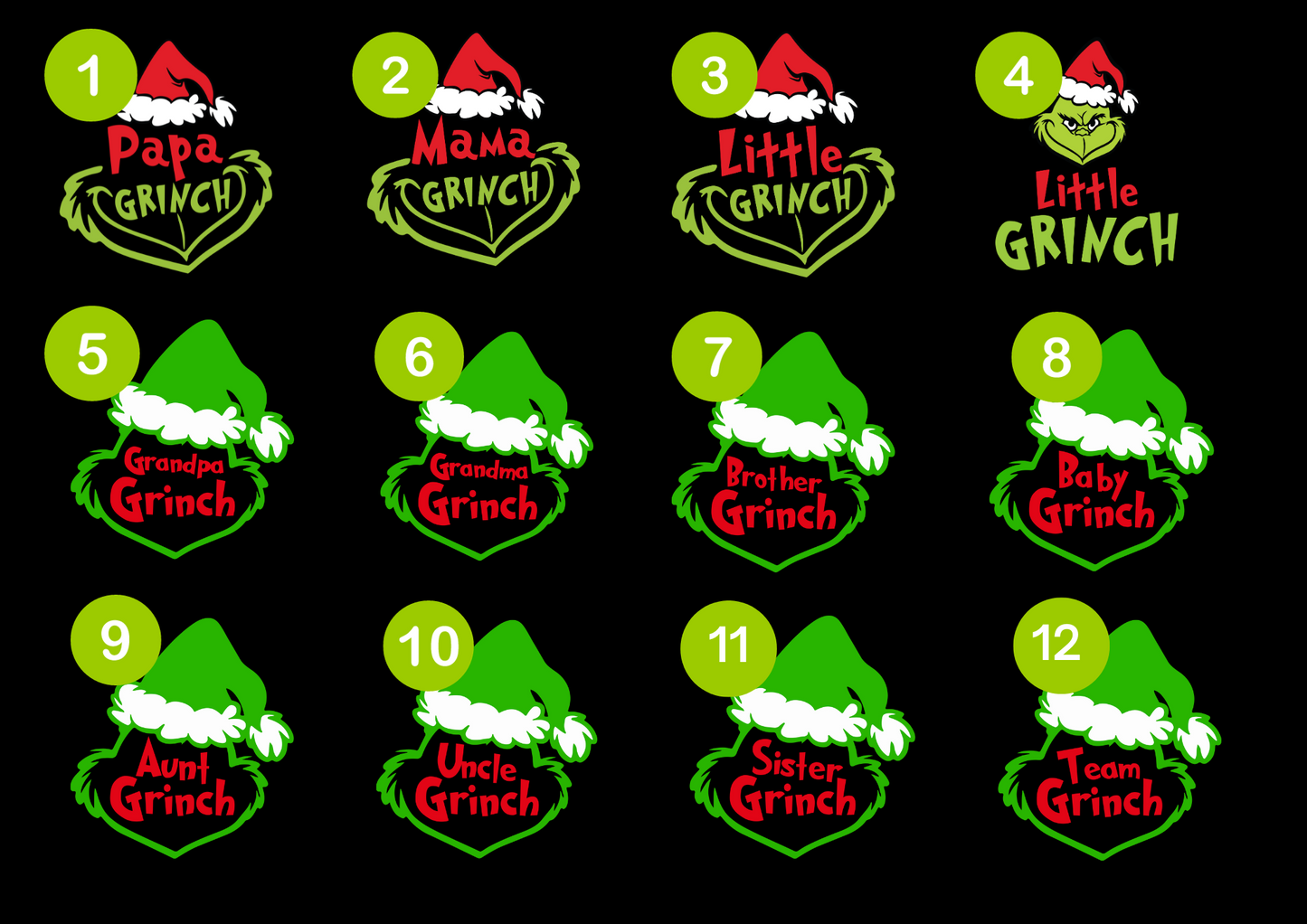 Grinch Family Black T-Shirt