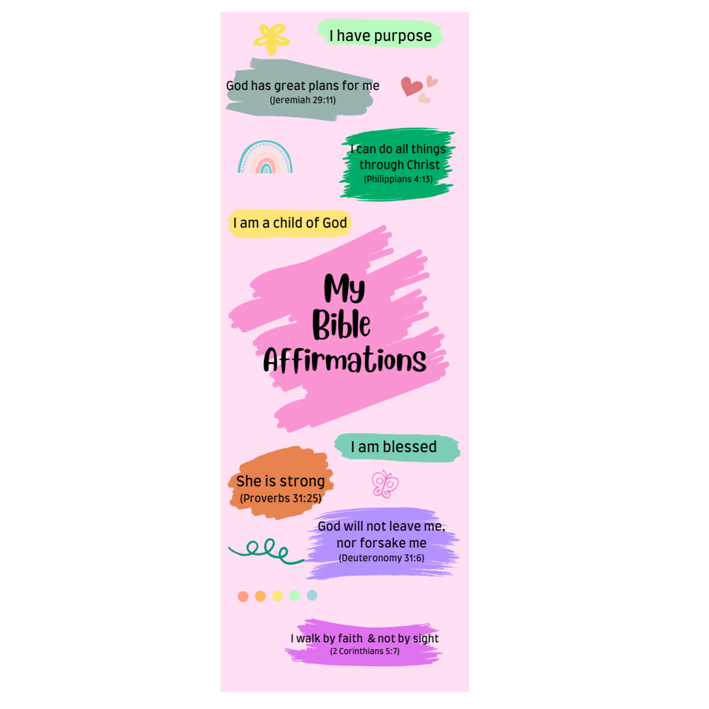 BOOKMARK - Bible affirmation (Pink)