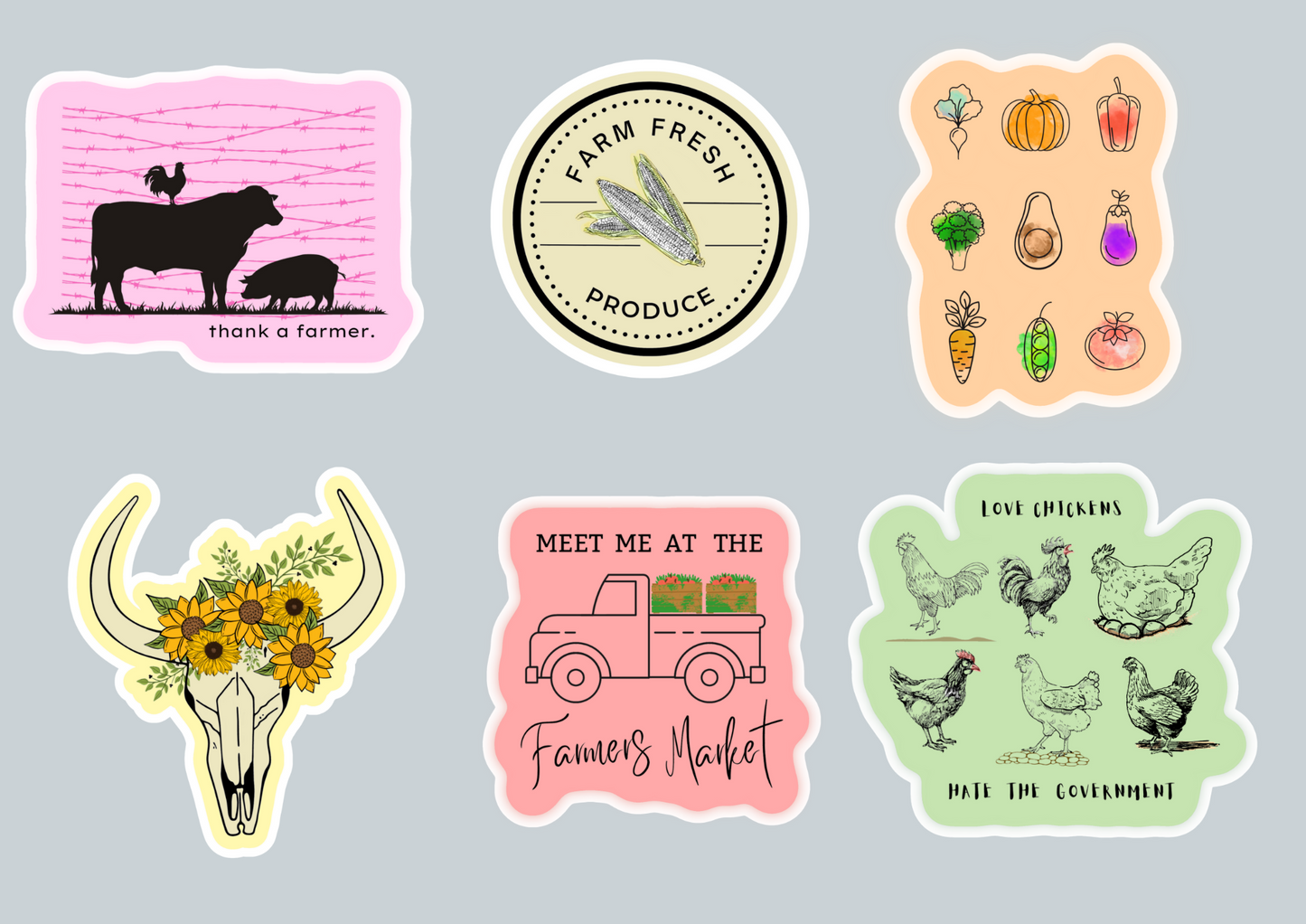 Pack of 6 stickers Farmlife Collection bundle